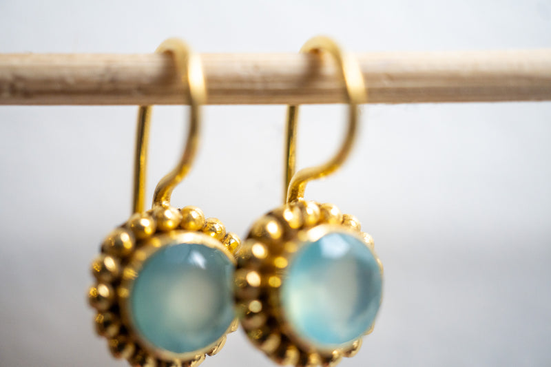 Agate and 925 sterling silver gold-plated earrings