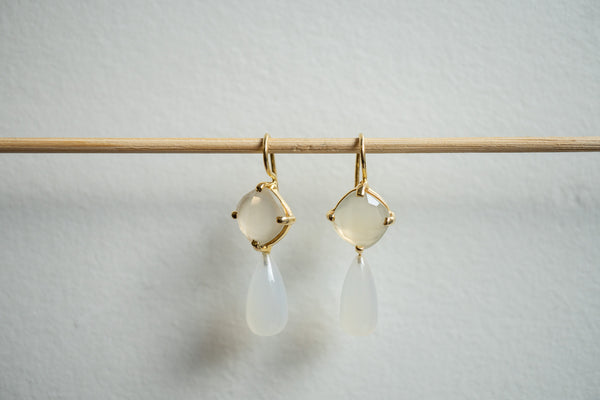 Boucles d'oreilles en agates et argent 925 plaqué or