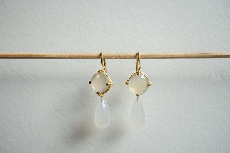 Agate and 925 sterling silver gold-plated earrings
