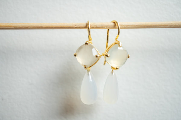 Boucles d'oreilles en agates et argent 925 plaqué or