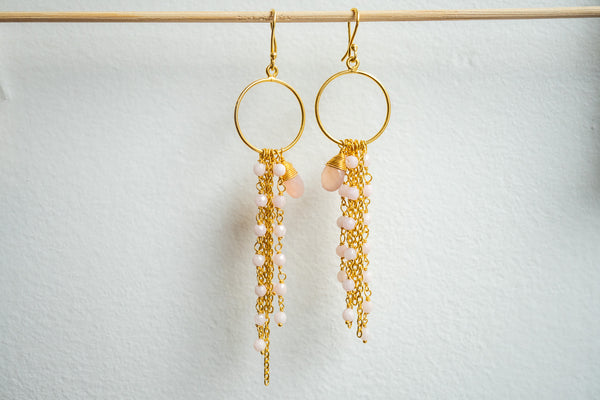 Boucles d'oreilles en agates et argent 925 plaqué or