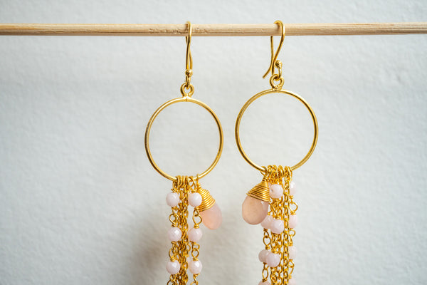 Boucles d'oreilles en agates et argent 925 plaqué or