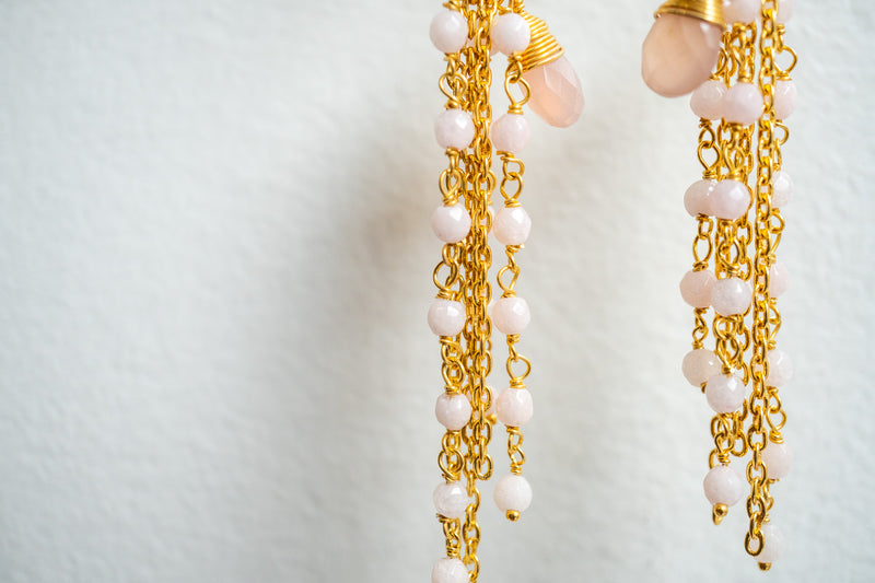 Agate and 925 sterling silver gold-plated earrings