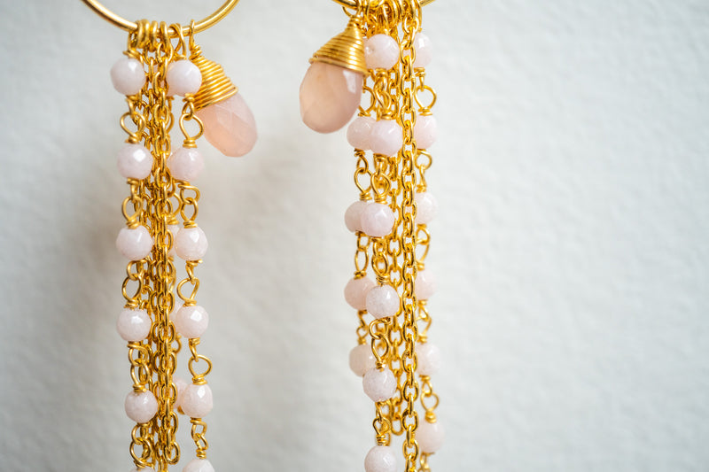 Agate and 925 sterling silver gold-plated earrings