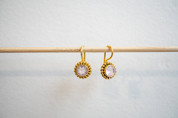 Boucles d'oreilles en agate et argent 925 plaqué or