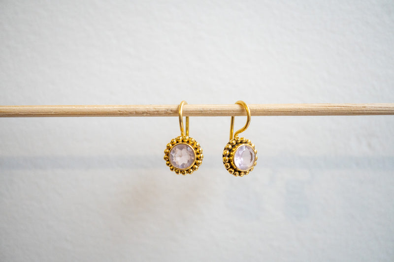 Boucles d'oreilles en agate et argent 925 plaqué or