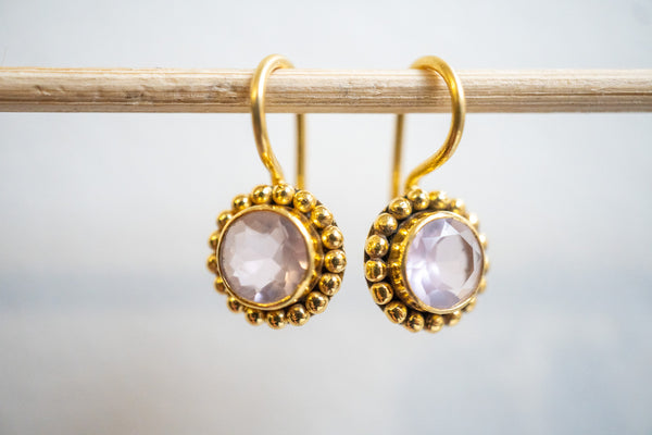 Boucles d'oreilles en agate et argent 925 plaqué or