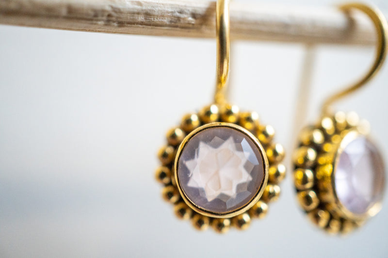 Boucles d'oreilles en agate et argent 925 plaqué or