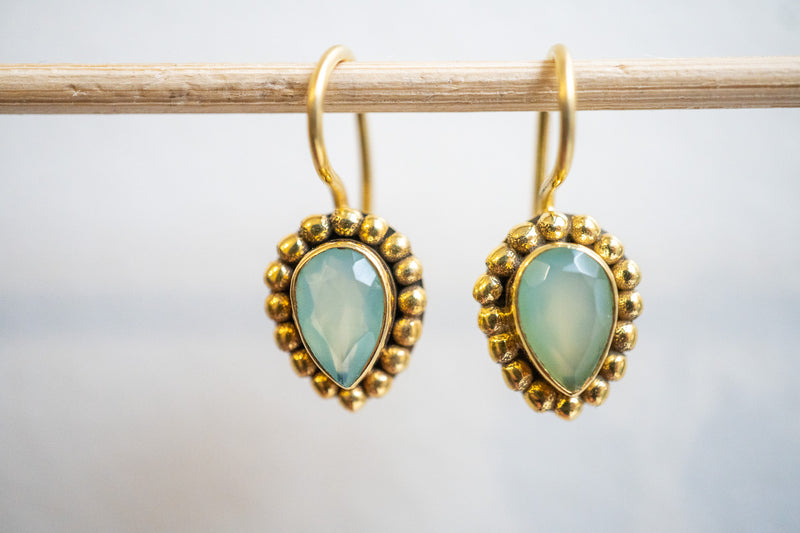 Agate and 925 sterling silver gold-plated earrings