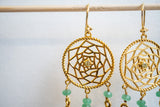 Boucles d’oreilles attrape-rêves avec Prasiolite et Chrysoprase