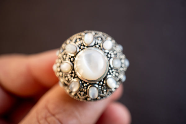 Bague Vintage en Argent avec Nacres