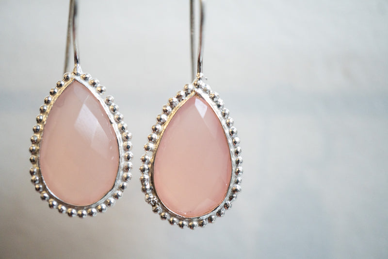 Boucles d'oreilles en agate rose et argent 925