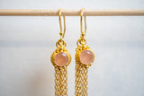 Earrings in pink agate and 925 sterling silver with gold plating