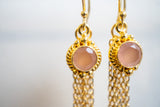 Earrings in pink agate and 925 sterling silver with gold plating