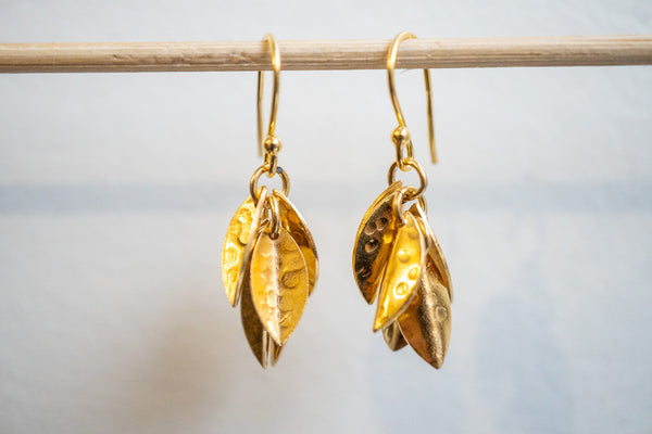 Boucles d'oreilles en argent 925 plaqué or en forme de feuilles