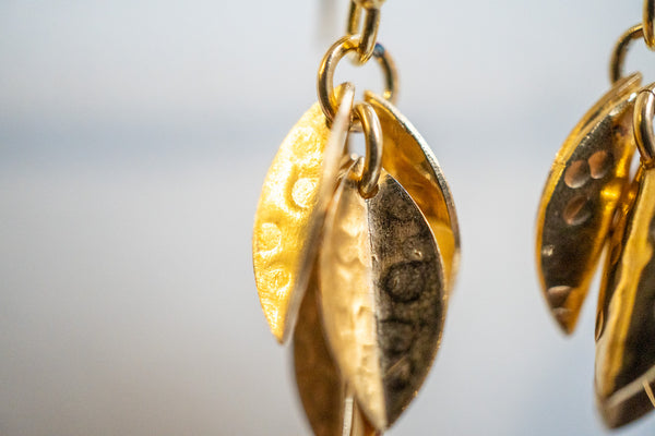 Boucles d'oreilles en argent 925 plaqué or en forme de feuilles