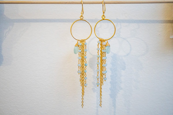 Boucles d'oreilles en agate et argent 925 plaqué or