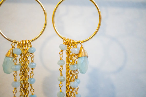 Boucles d'oreilles en agate et argent 925 plaqué or