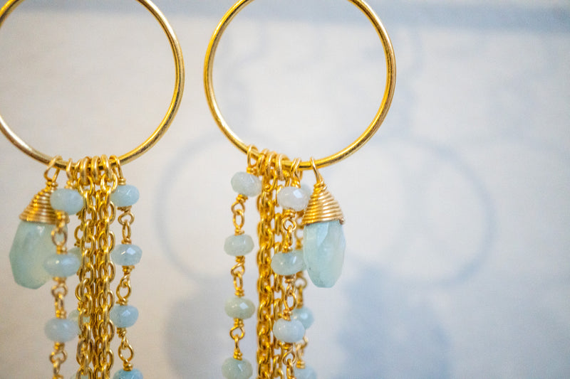 Ohrringe aus Achat und 925er Sterlingsilber, vergoldet