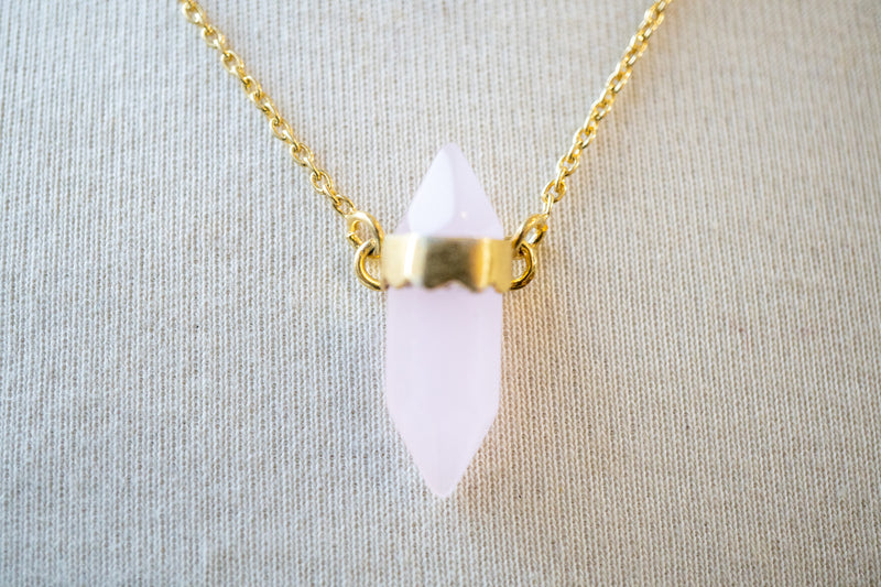 Collier en agate rose et argent 925 vermeil