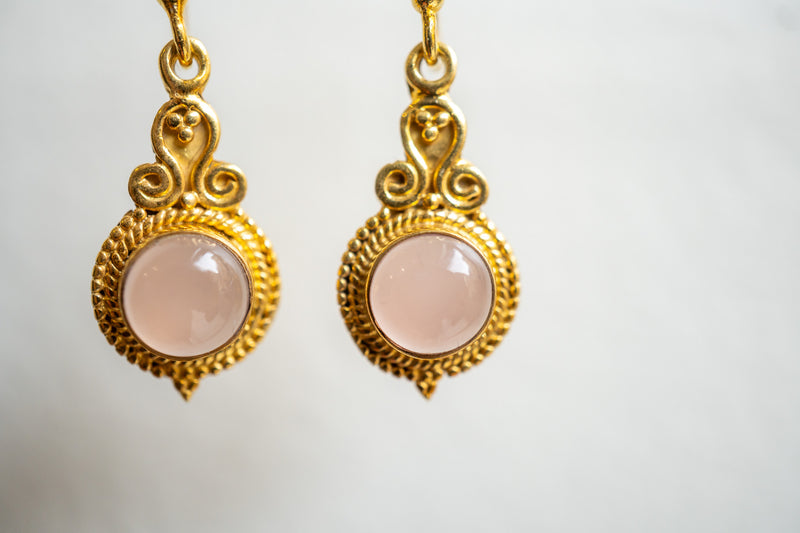 Boucles d'oreilles en agate et argent 925 plaqué or