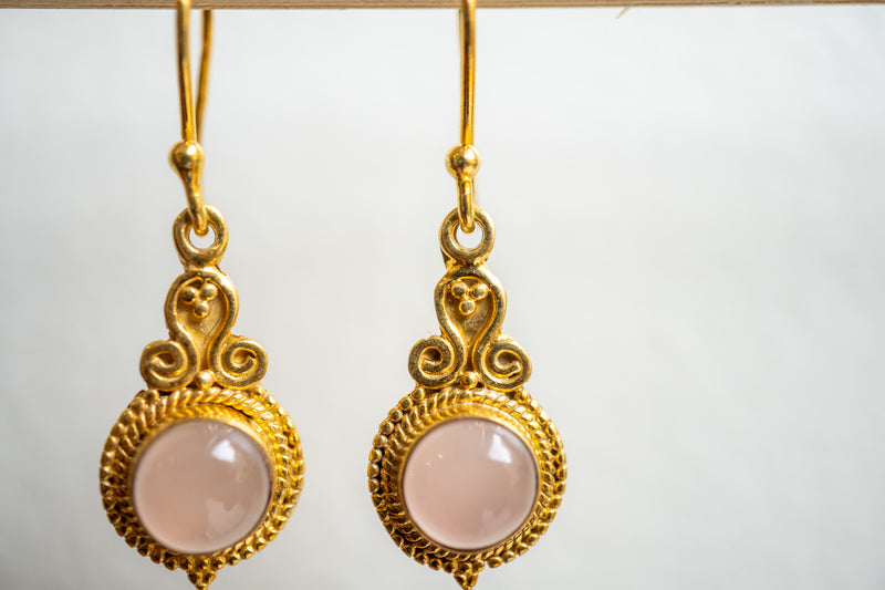 Boucles d'oreilles en agate et argent 925 plaqué or