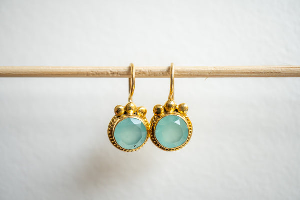 Boucles d'oreilles puces agate et argent 925 plaqué or