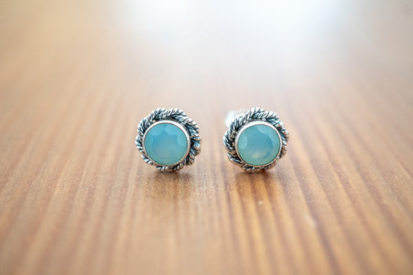 Puces en agate bleue et argent 925