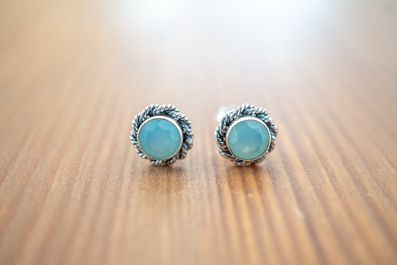 Puces en agate bleue et argent 925