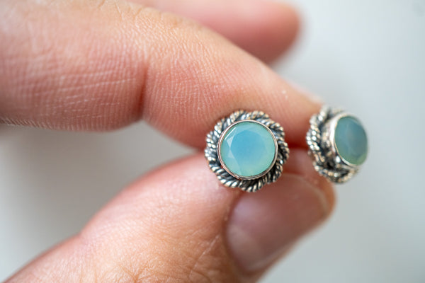 Puces en agate bleue et argent 925