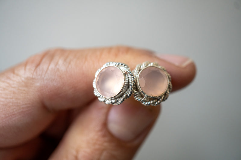 Puces en agate rose et argent 925