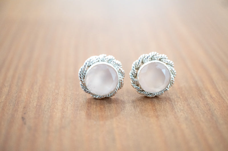 Puces en agate rose et argent 925