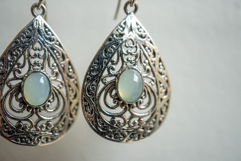 Boucles d'oreilles en agate et argent 925