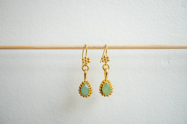 Boucles d'oreilles en chrysoprase et argent 925 plaqué or