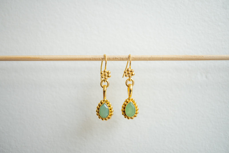 Boucles d'oreilles en chrysoprase et argent 925 plaqué or