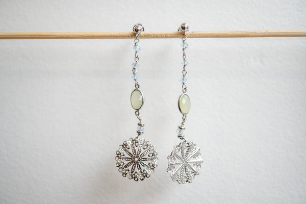 Boucles d'oreilles en préhnite et argent 925