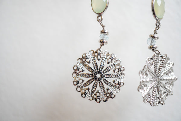 Boucles d'oreilles en préhnite et argent 925