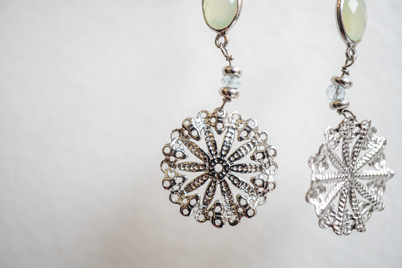 Boucles d'oreilles en préhnite et argent 925