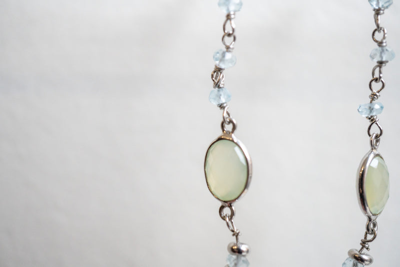 Boucles d'oreilles en préhnite et argent 925