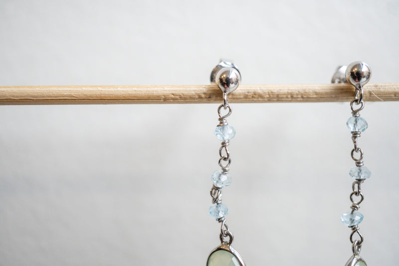 Boucles d'oreilles en préhnite et argent 925