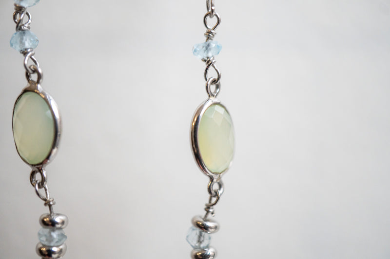 Boucles d'oreilles en préhnite et argent 925