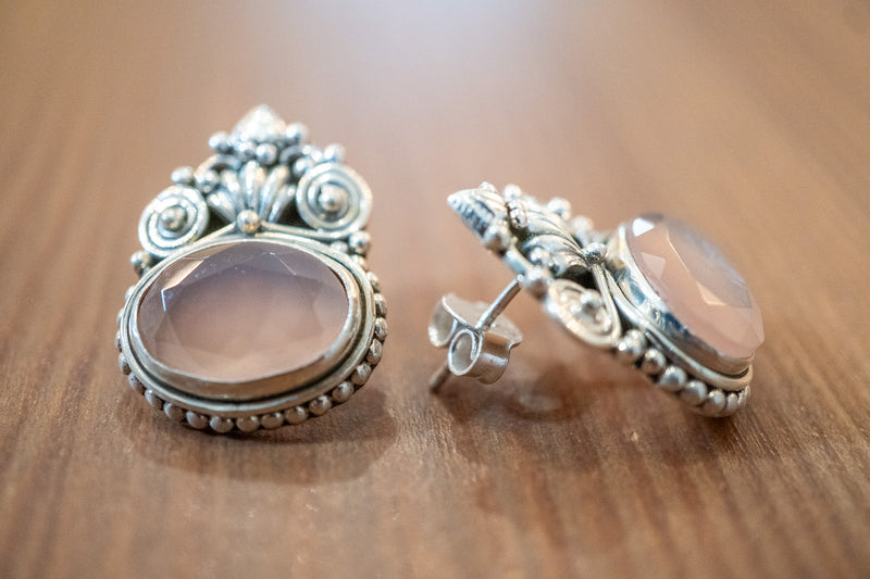 Boucles d'oreilles ethnique en agate et argent 925