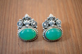 Boucles d'oreilles ethnique en chrysoprase et argent 925