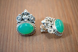 Boucles d'oreilles ethnique en chrysoprase et argent 925