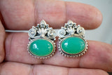 Boucles d'oreilles ethnique en chrysoprase et argent 925