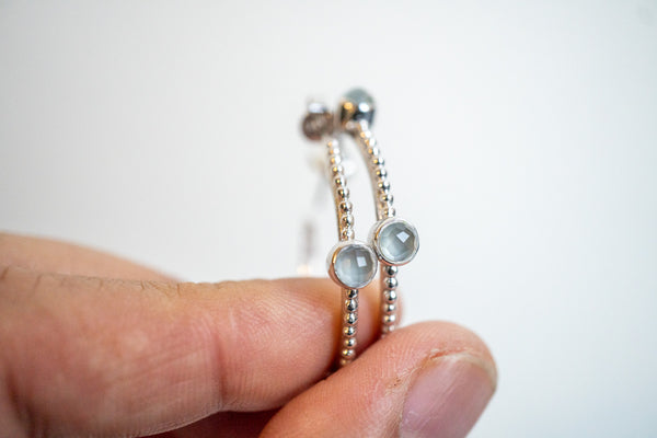 Boucles d'oreilles créoles en agates et argent 925