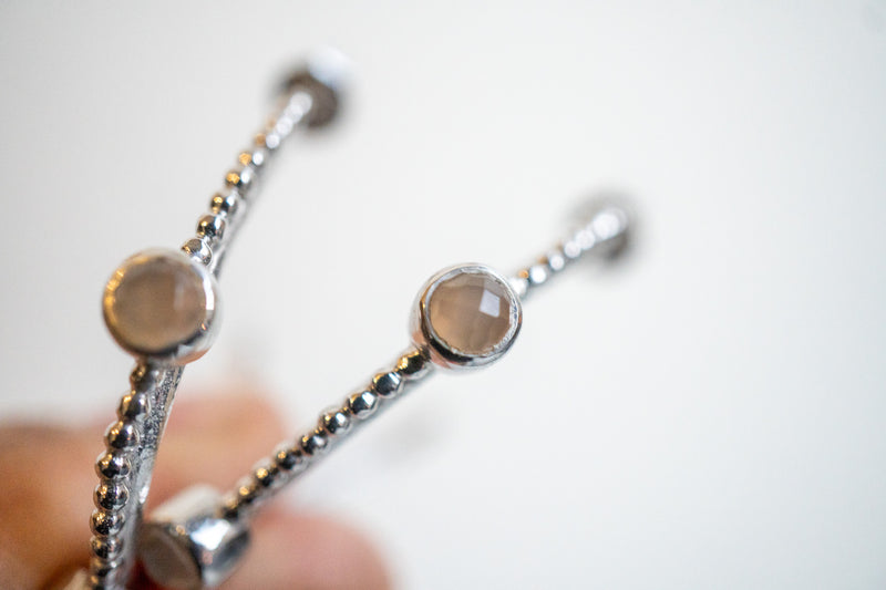 Boucles d'oreilles créoles en agates et argent 925