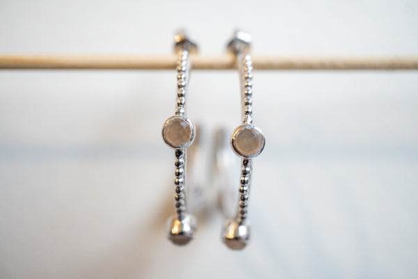 Boucles d'oreilles créoles en agates et argent 925