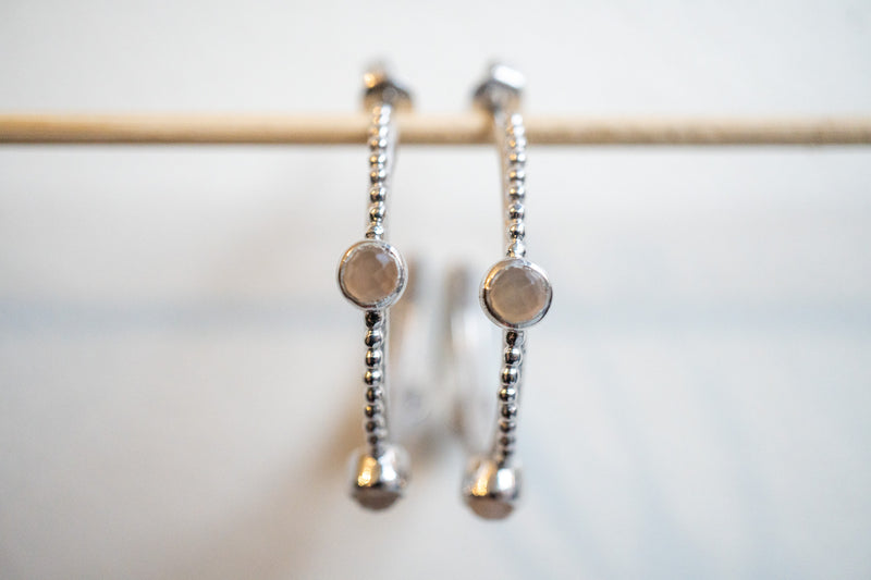 Boucles d'oreilles créoles en agates et argent 925