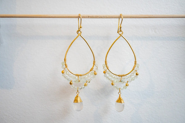 Boucles d'oreilles en agates et argent 925 plaqué or